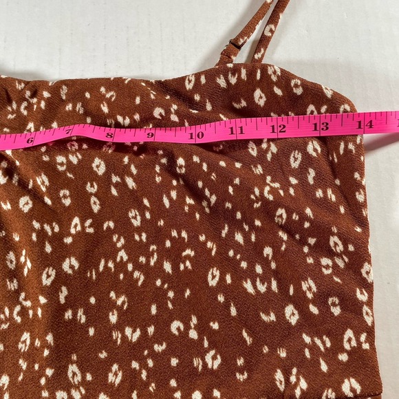 Carly Jean Los Angeles CJLA Brown & White Speckled Floral Print Maxi Dress Sz L - Picture 4 of 4